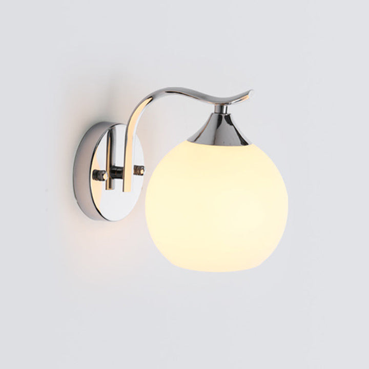 Satin Opal Glass Dome Sconce Light Fixture Simple Style Corridor Wall Mount Lamp | Stornfield