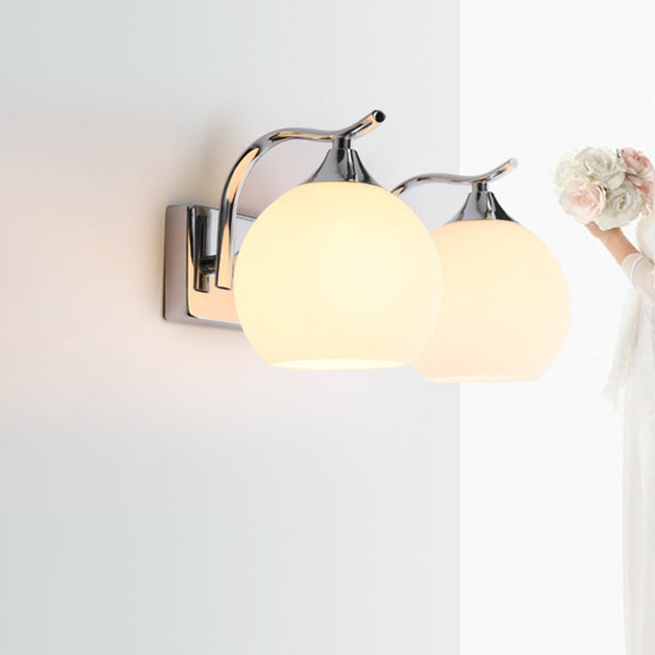 Satin Opal Glass Dome Sconce Light Fixture Simple Style Corridor Wall Mount Lamp | Stornfield