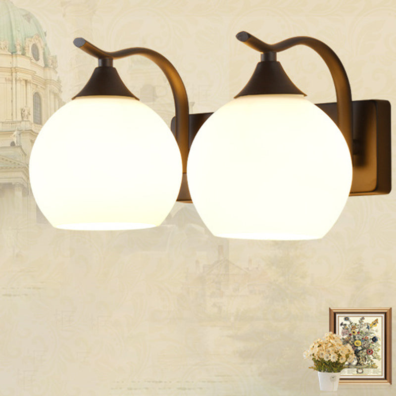Satin Opal Glass Dome Sconce Light Fixture Simple Style Corridor Wall Mount Lamp | Stornfield