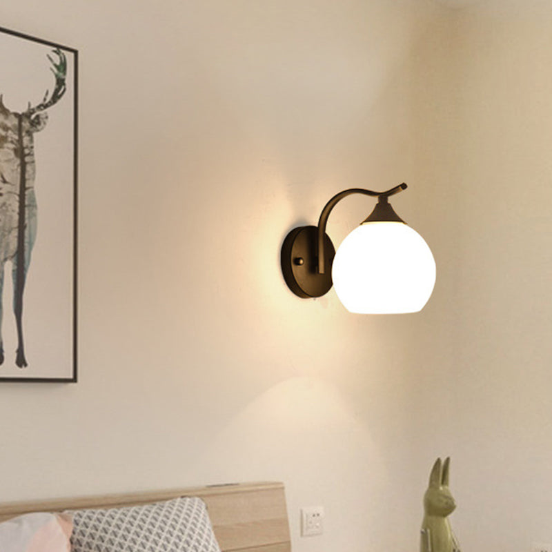Satin Opal Glass Dome Sconce Light Fixture Simple Style Corridor Wall Mount Lamp | Stornfield
