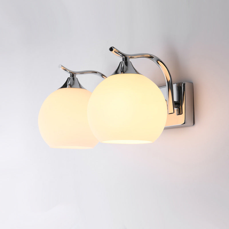 Satin Opal Glass Dome Sconce Light Fixture Simple Style Corridor Wall Mount Lamp | Stornfield