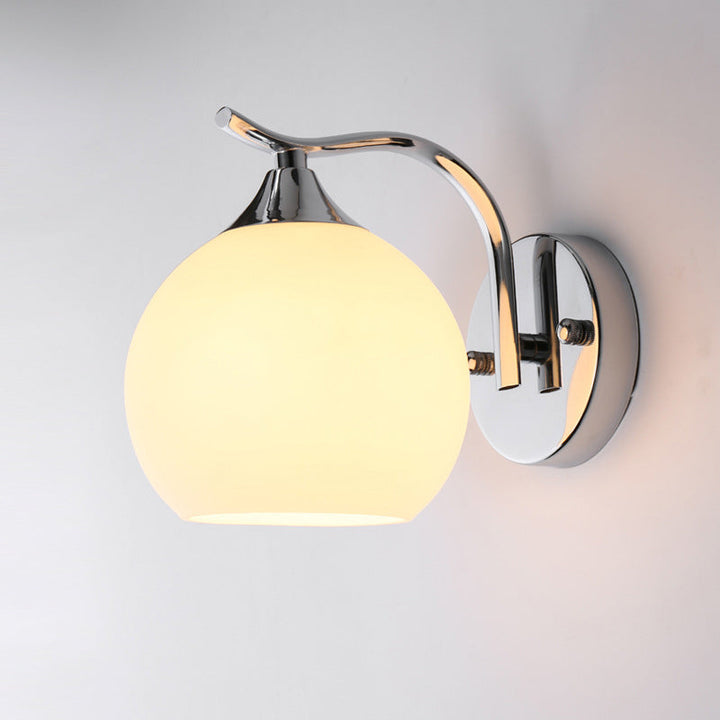 Satin Opal Glass Dome Sconce Light Fixture Simple Style Corridor Wall Mount Lamp | Stornfield