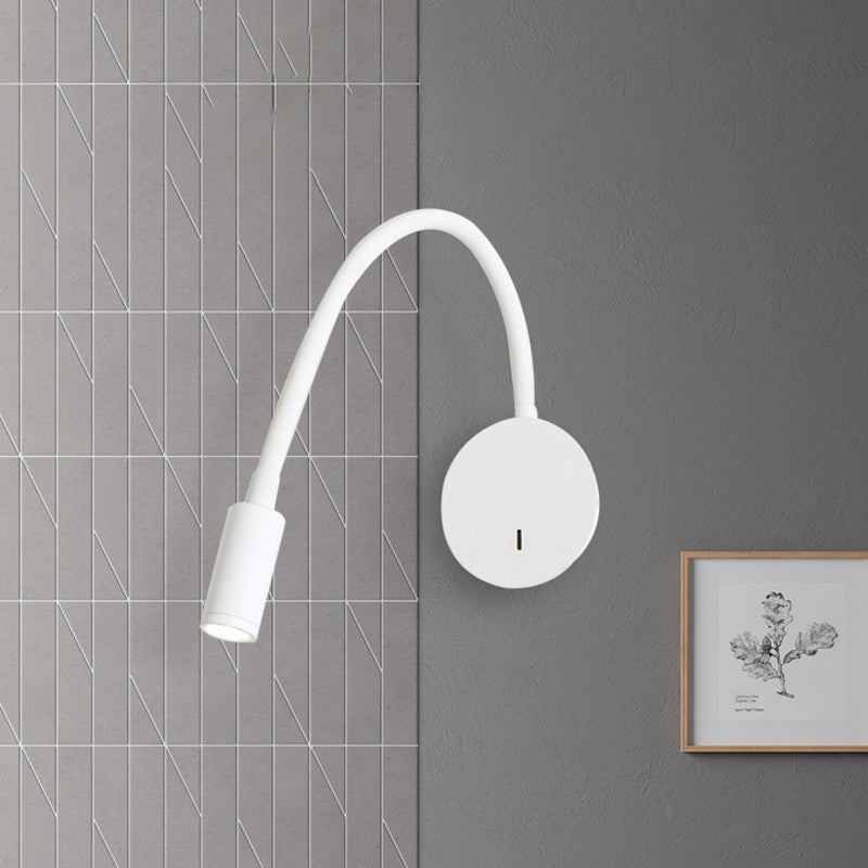 Adjustable Cylinder Reading Wall Light Contemporary Silicone and Metal LED Black/White Sconce Lamp | Stornfield