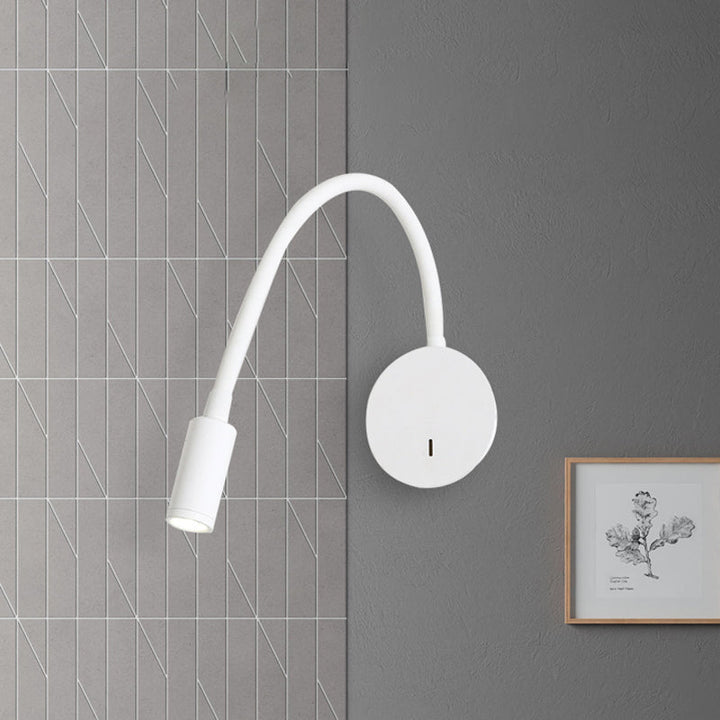 Adjustable Cylinder Reading Wall Light Contemporary Silicone and Metal LED Black/White Sconce Lamp | Stornfield