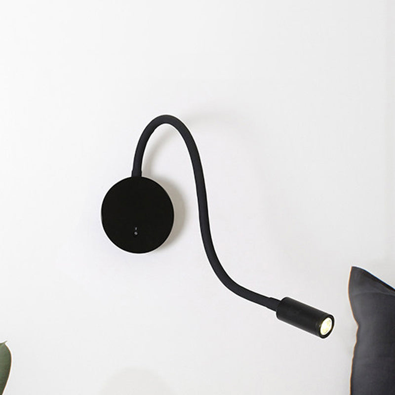 Adjustable Cylinder Reading Wall Light Contemporary Silicone and Metal LED Black/White Sconce Lamp | Stornfield