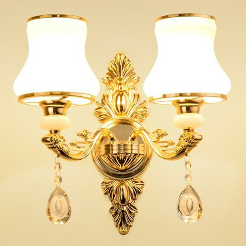 Stornfield | Victorian Wall Sconces Lighting Metal Wall Mount with Lampshade and Crystal Decor