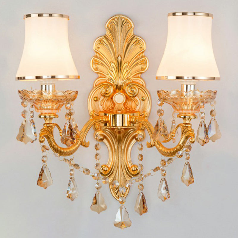 Stornfield | Victorian Wall Sconces Lighting Metal Wall Mount with Lampshade and Crystal Decor
