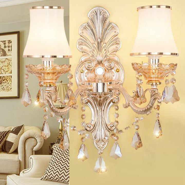Stornfield | Victorian Wall Sconces Lighting Metal Wall Mount with Lampshade and Crystal Decor