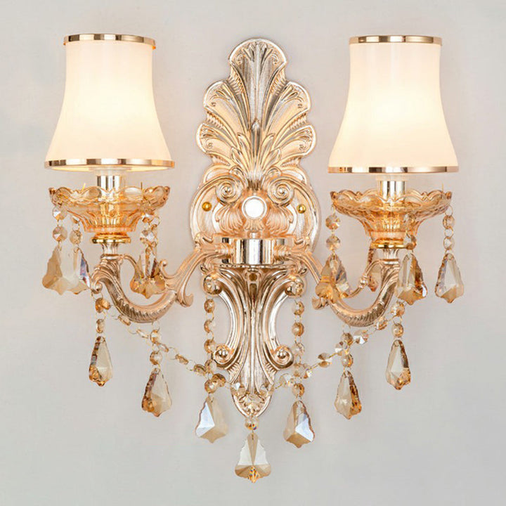 Stornfield | Victorian Wall Sconces Lighting Metal Wall Mount with Lampshade and Crystal Decor