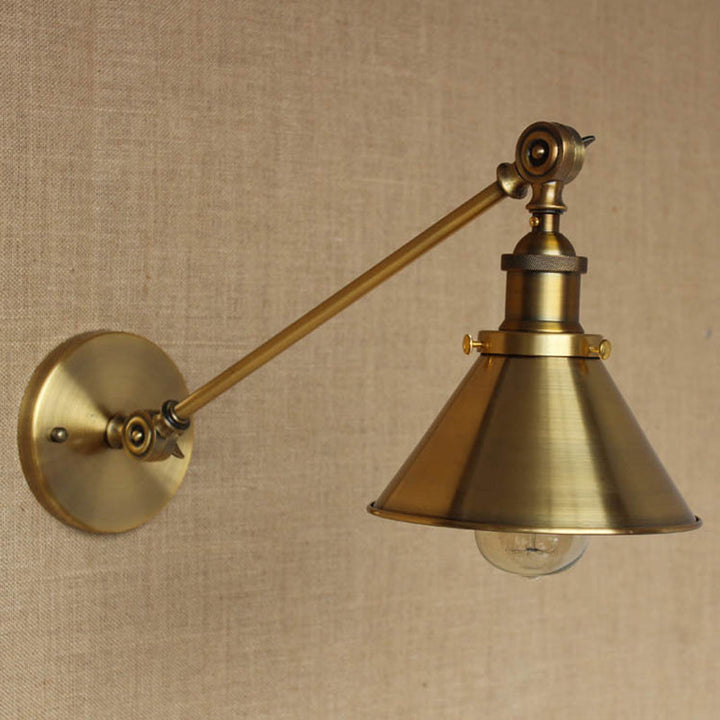 Vintage Tapered Wall Light Fixture 1-Light Iron Wall Mounted Lamp in Brass for Bedroom | Stornfield