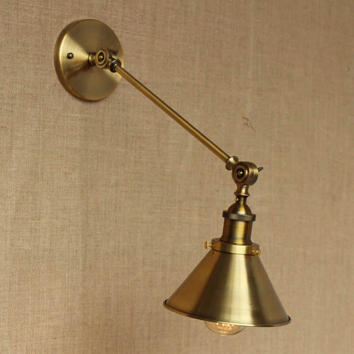 Vintage Tapered Wall Light Fixture 1-Light Iron Wall Mounted Lamp in Brass for Bedroom | Stornfield