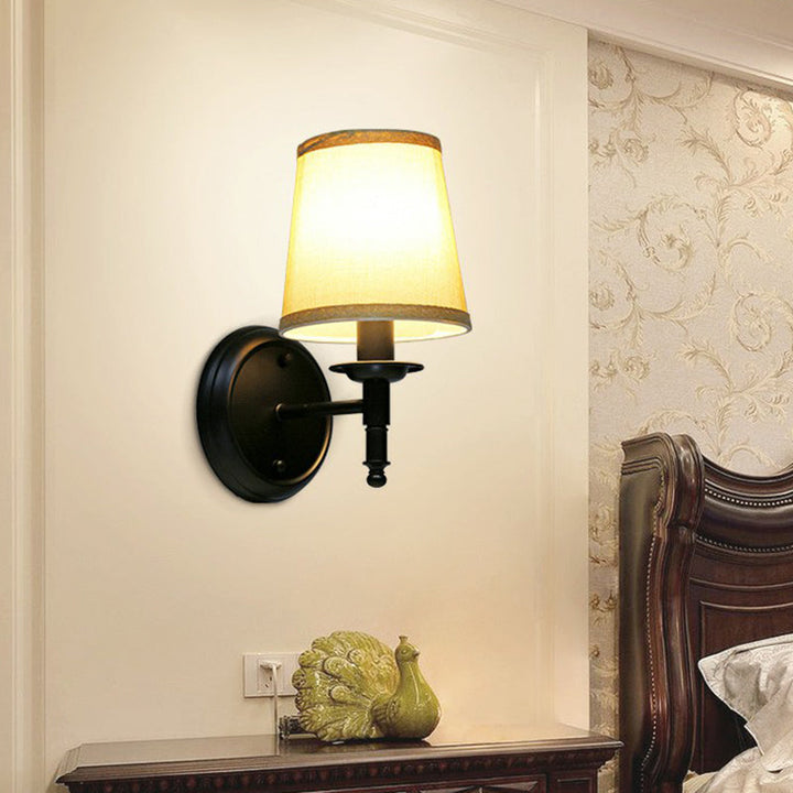 Minimalist Cone Shade Wall Lighting Fabric 1 Head Bedside Wall Mounted Reading Lamp | Stornfield