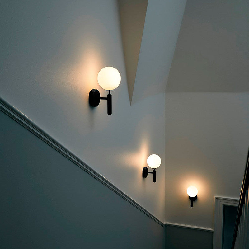 Ball Stairway Wall Light Fixture Glass Single-Bulb Simple Style Wall Sconce Lighting | Stornfield