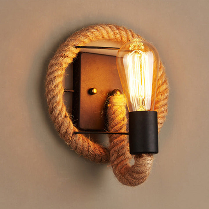 Stornfield | Applique murale Running Shape Rope Rustique 1-Projecteur Applique de Couloir avec Design de Rail en Bois