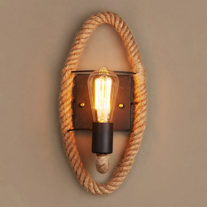 Stornfield | Applique murale Running Shape Rope Rustique 1-Projecteur Applique de Couloir avec Design de Rail en Bois