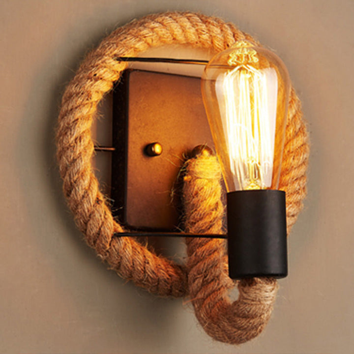 Stornfield | Applique murale Running Shape Rope Rustique 1-Projecteur Applique de Couloir avec Design de Rail en Bois