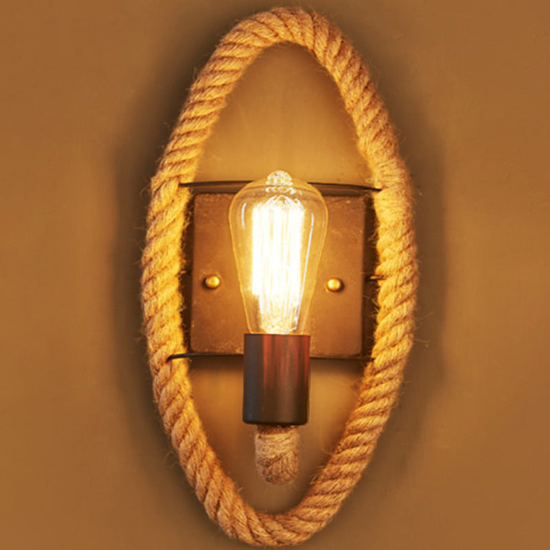 Stornfield | Applique murale Running Shape Rope Rustique 1-Projecteur Applique de Couloir avec Design de Rail en Bois