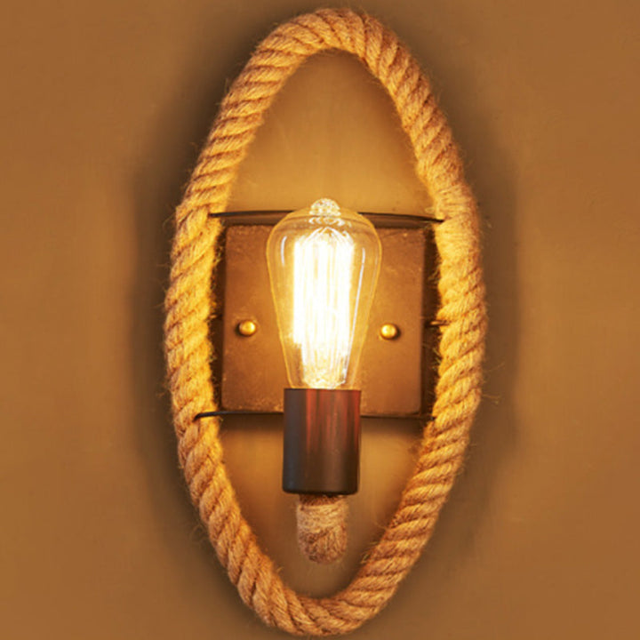 Stornfield | Applique murale Running Shape Rope Rustique 1-Projecteur Applique de Couloir avec Design de Rail en Bois