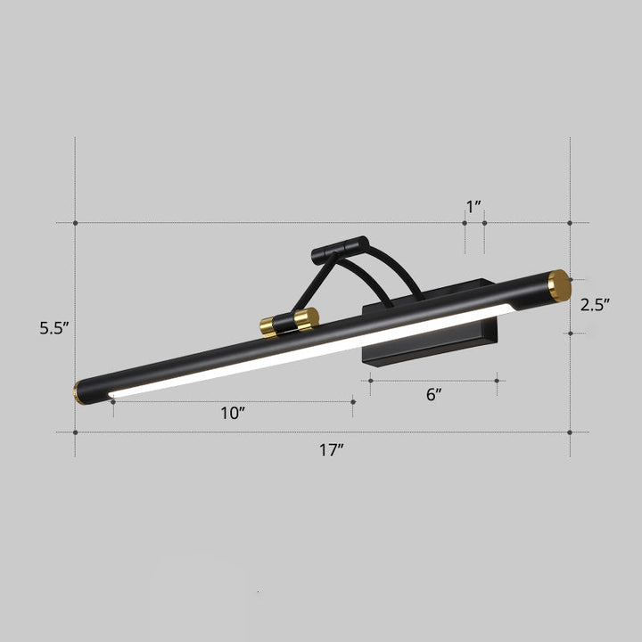 Minimalist Tube Shaped Vanity Light Fixture Acrylic LED Wall Mount Lamp with 3-Joint Swing Arm | Stornfield