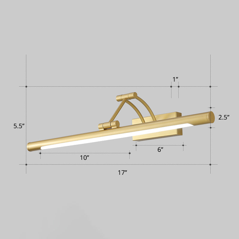 Minimalist Tube Shaped Vanity Light Fixture Acrylic LED Wall Mount Lamp with 3-Joint Swing Arm | Stornfield