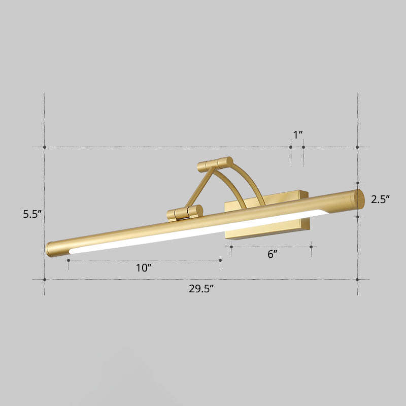 Minimalist Tube Shaped Vanity Light Fixture Acrylic LED Wall Mount Lamp with 3-Joint Swing Arm | Stornfield