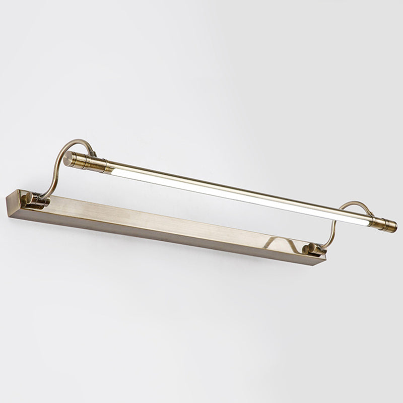 Nickel Finish Metal Vanity Lamp Tubular Country Style Wall Light with Adjustable Curved Arm | Stornfield