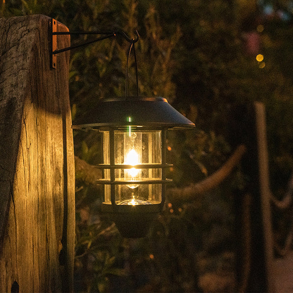 Contemporary Retro Solar Waterproof Aluminum Glass Lantern Cylinder 1-Light Hanging Wall Sconce Lamp For Outdoor Patio | Stornfield