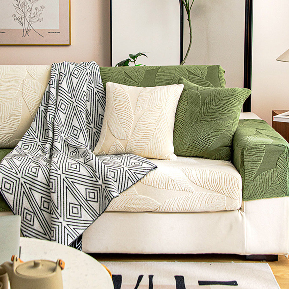 Stornfield | Full Waterproof Modern Jacquard Leaf Anti-Scratch Stretch Sofa Cover