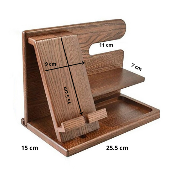 Stornfield Wooden Charging Station and Desk Organizer for Phones and Accessories