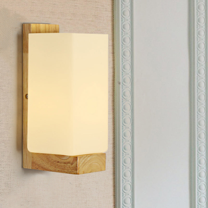 Japanese Stylish Cuboid Wall Sconce One Light Frosted Glass Wall Lighting in White for Office Hotel | Stornfield