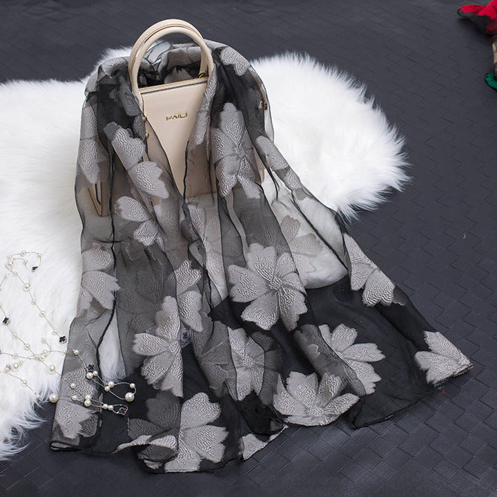 Stornfield | Silk scarf with cut flowers hollow motif