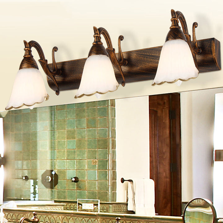 Stornfield | Classic Flower Opal Glass 2/3/4-Light Bronze/White Bathroom Vanity Wall Sconce