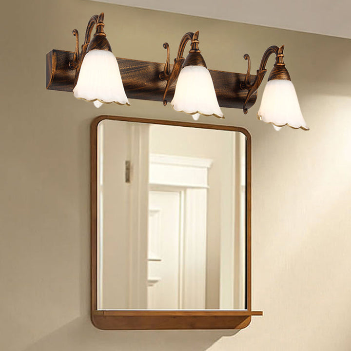 Stornfield | Classic Flower Opal Glass 2/3/4-Light Bronze/White Bathroom Vanity Wall Sconce