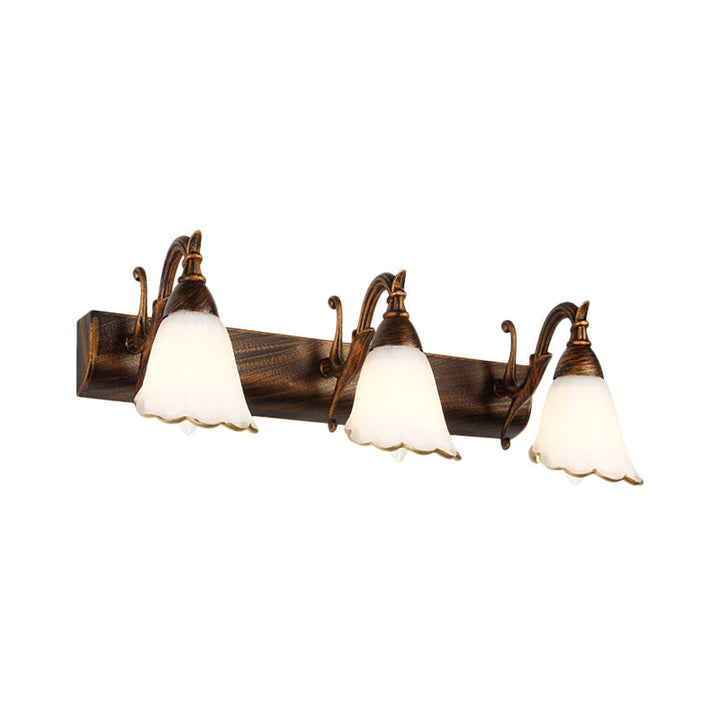 Stornfield | Classic Flower Opal Glass 2/3/4-Light Bronze/White Bathroom Vanity Wall Sconce