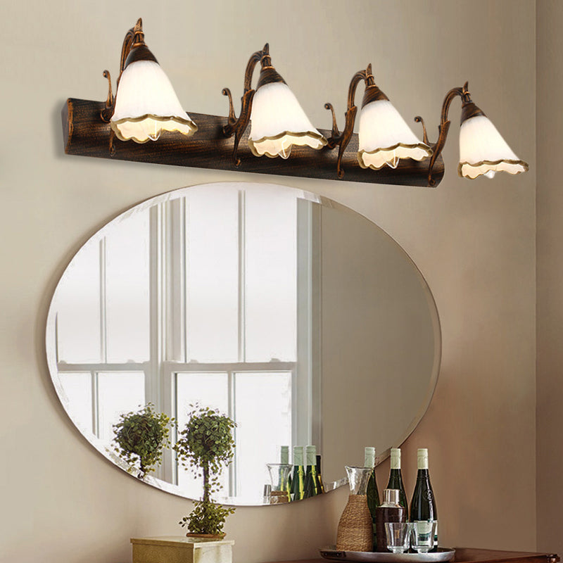 Stornfield | Classic Flower Opal Glass 2/3/4-Light Bronze/White Bathroom Vanity Wall Sconce