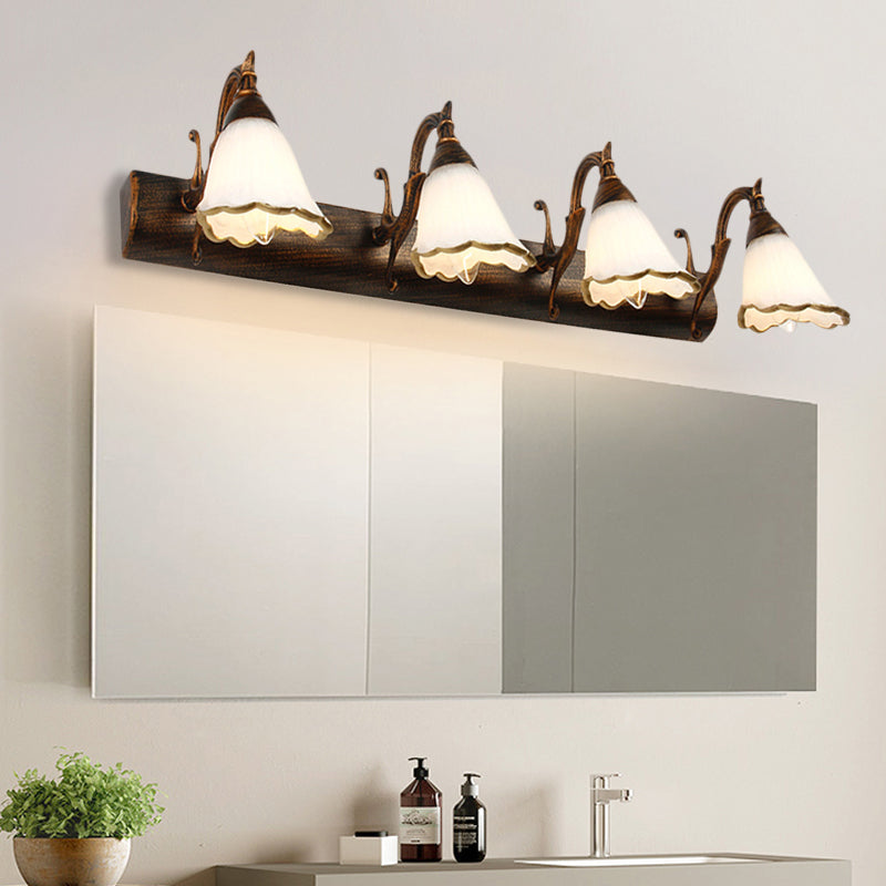 Stornfield | Classic Flower Opal Glass 2/3/4-Light Bronze/White Bathroom Vanity Wall Sconce