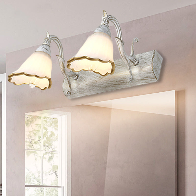 Stornfield | Classic Flower Opal Glass 2/3/4-Light Bronze/White Bathroom Vanity Wall Sconce