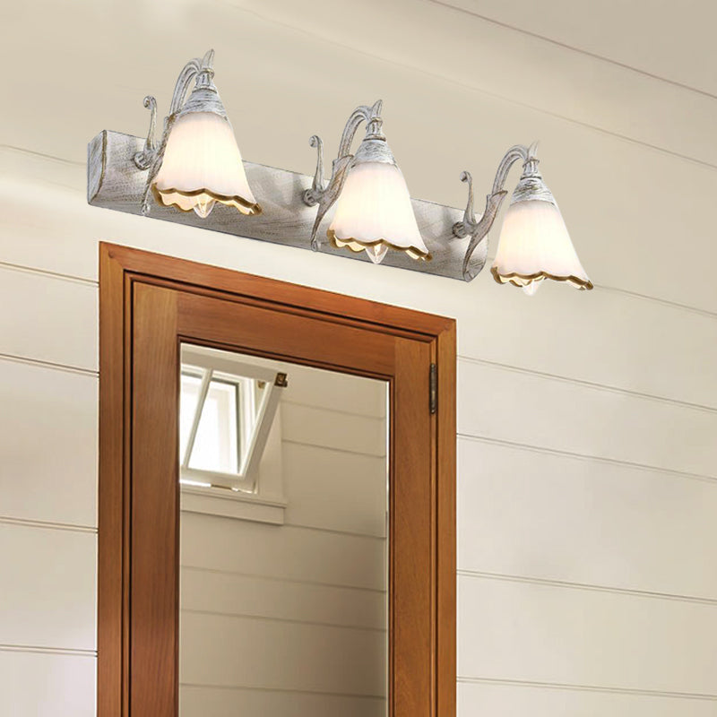 Stornfield | Classic Flower Opal Glass 2/3/4-Light Bronze/White Bathroom Vanity Wall Sconce