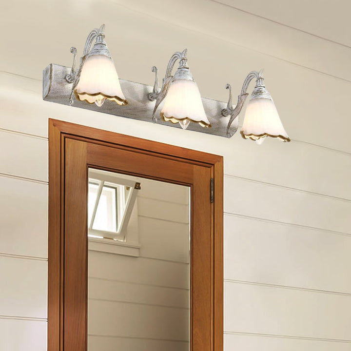 Stornfield | Classic Flower Opal Glass 2/3/4-Light Bronze/White Bathroom Vanity Wall Sconce