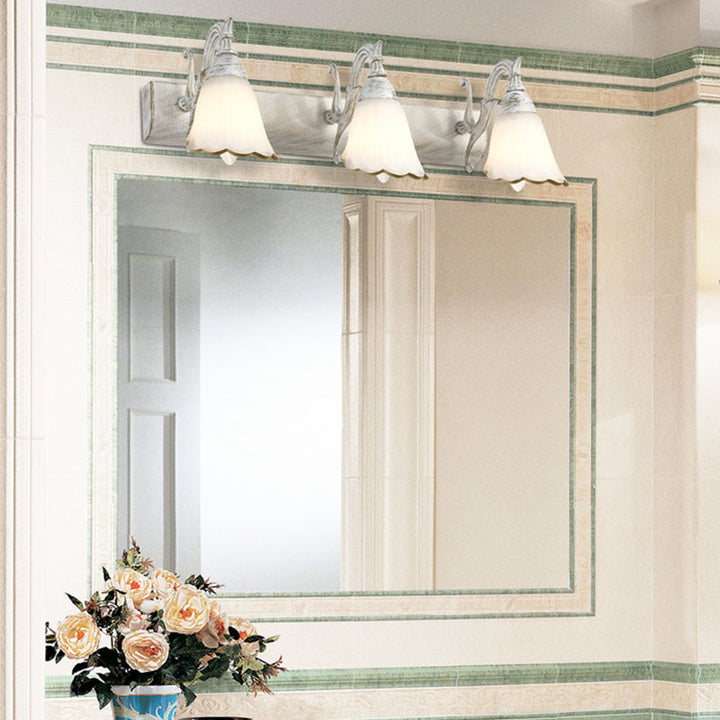 Stornfield | Classic Flower Opal Glass 2/3/4-Light Bronze/White Bathroom Vanity Wall Sconce