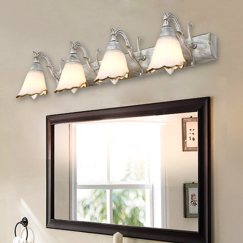 Stornfield | Classic Flower Opal Glass 2/3/4-Light Bronze/White Bathroom Vanity Wall Sconce