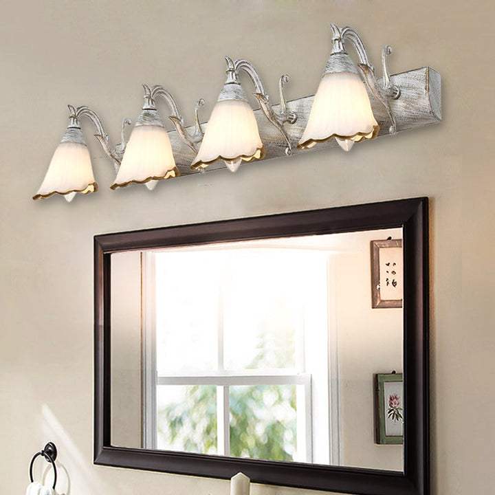 Stornfield | Classic Flower Opal Glass 2/3/4-Light Bronze/White Bathroom Vanity Wall Sconce