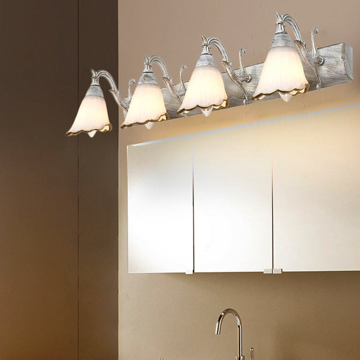 Stornfield | Classic Flower Opal Glass 2/3/4-Light Bronze/White Bathroom Vanity Wall Sconce