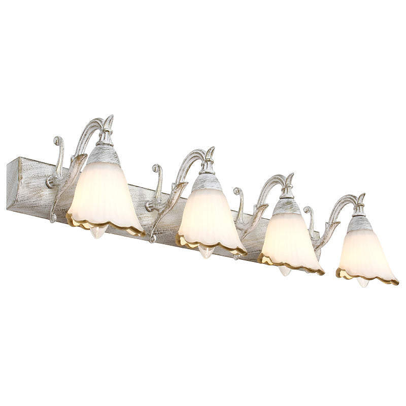 Stornfield | Classic Flower Opal Glass 2/3/4-Light Bronze/White Bathroom Vanity Wall Sconce