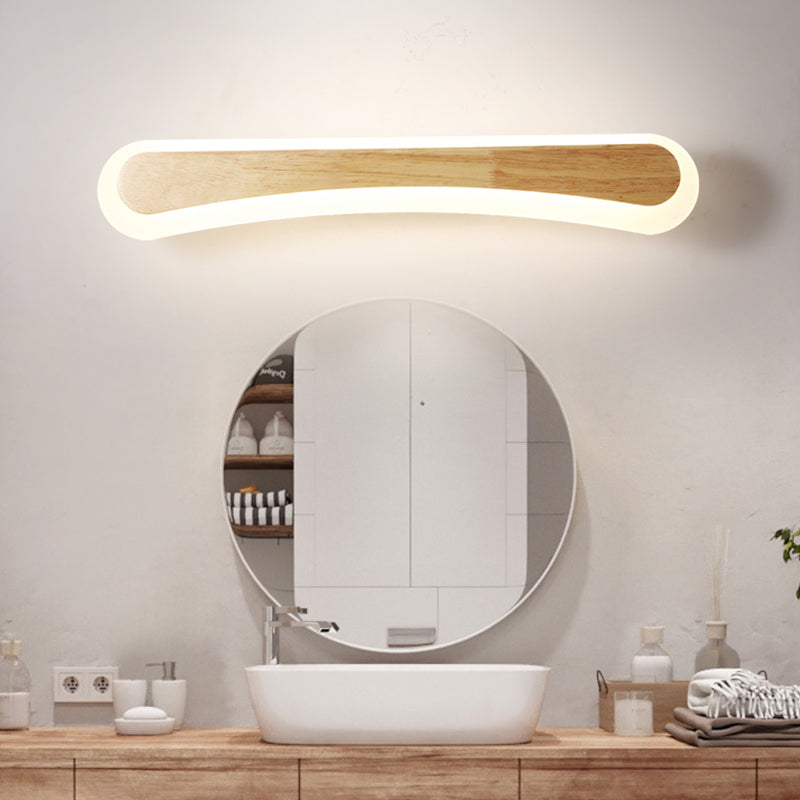 Stornfield | Modern Wooden Bathroom Wall Light with LED Lighting and Acrylic Shade