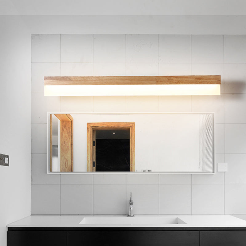 Stornfield | Modern Wooden Bathroom Wall Light with LED Lighting and Acrylic Shade