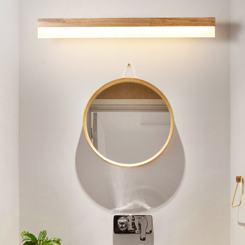 Stornfield | Modern Wooden Bathroom Wall Light with LED Lighting and Acrylic Shade