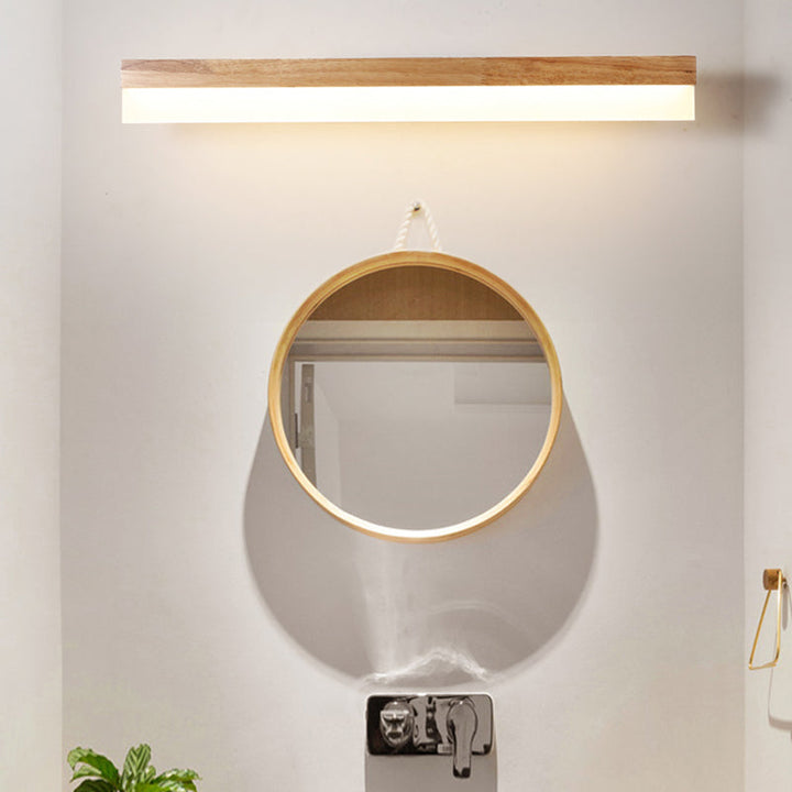Stornfield | Modern Wooden Bathroom Wall Light with LED Lighting and Acrylic Shade