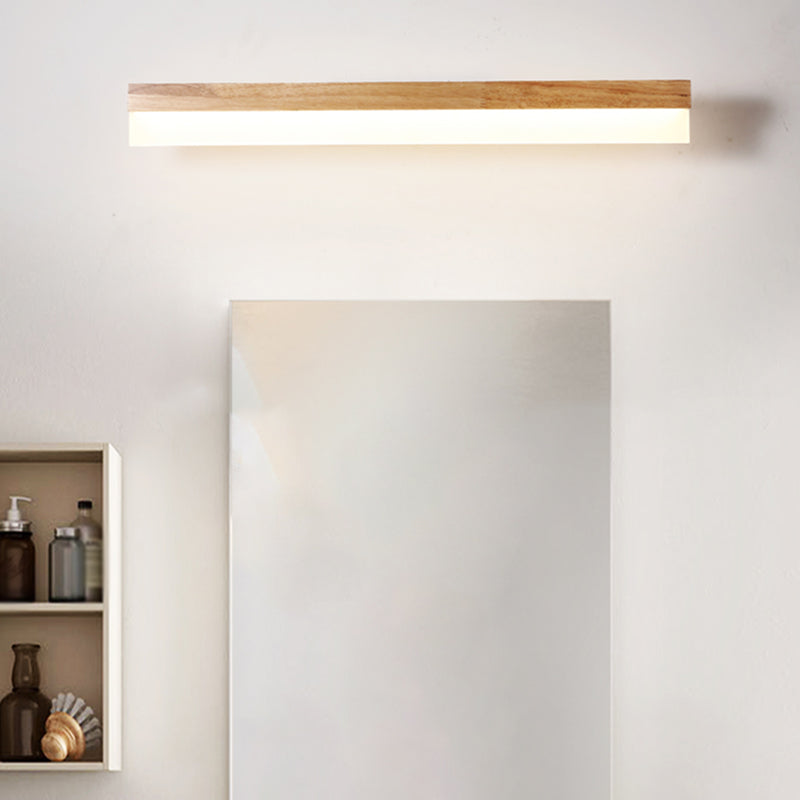 Stornfield | Modern Wooden Bathroom Wall Light with LED Lighting and Acrylic Shade