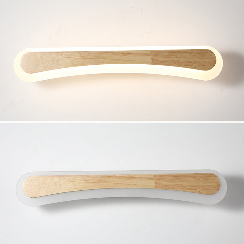 Stornfield | Modern Wooden Bathroom Wall Light with LED Lighting and Acrylic Shade